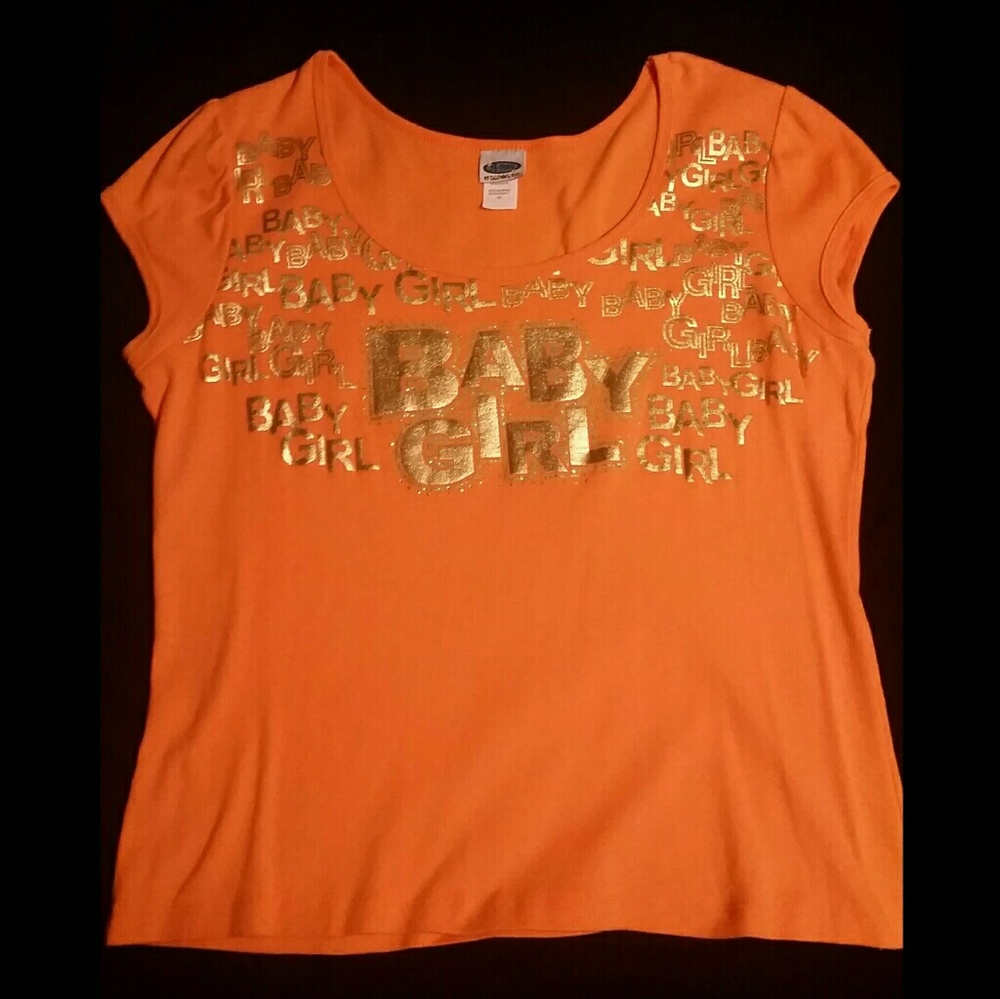 Baby girl gold lettering top